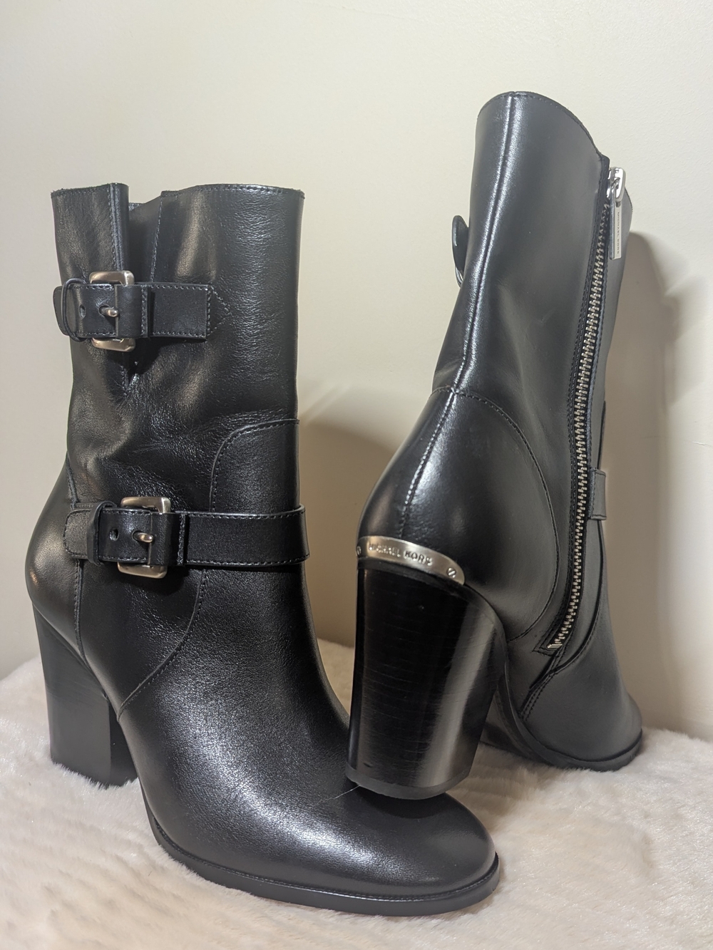 Michael Kors. Black Leather Buckle Ankle Boots - - Picture 6 of 14